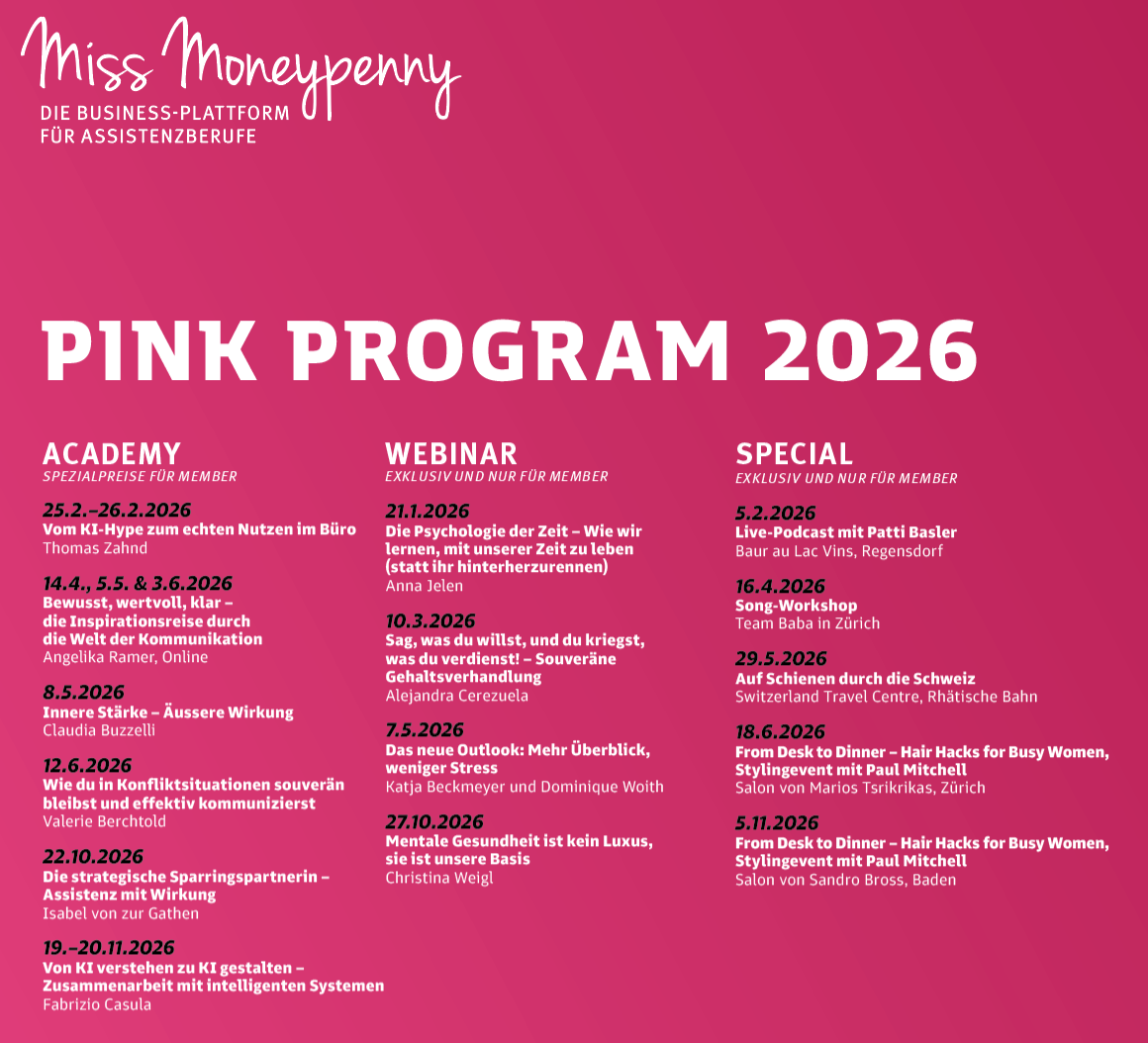 Miss Moneypenny Pink Programm 2026